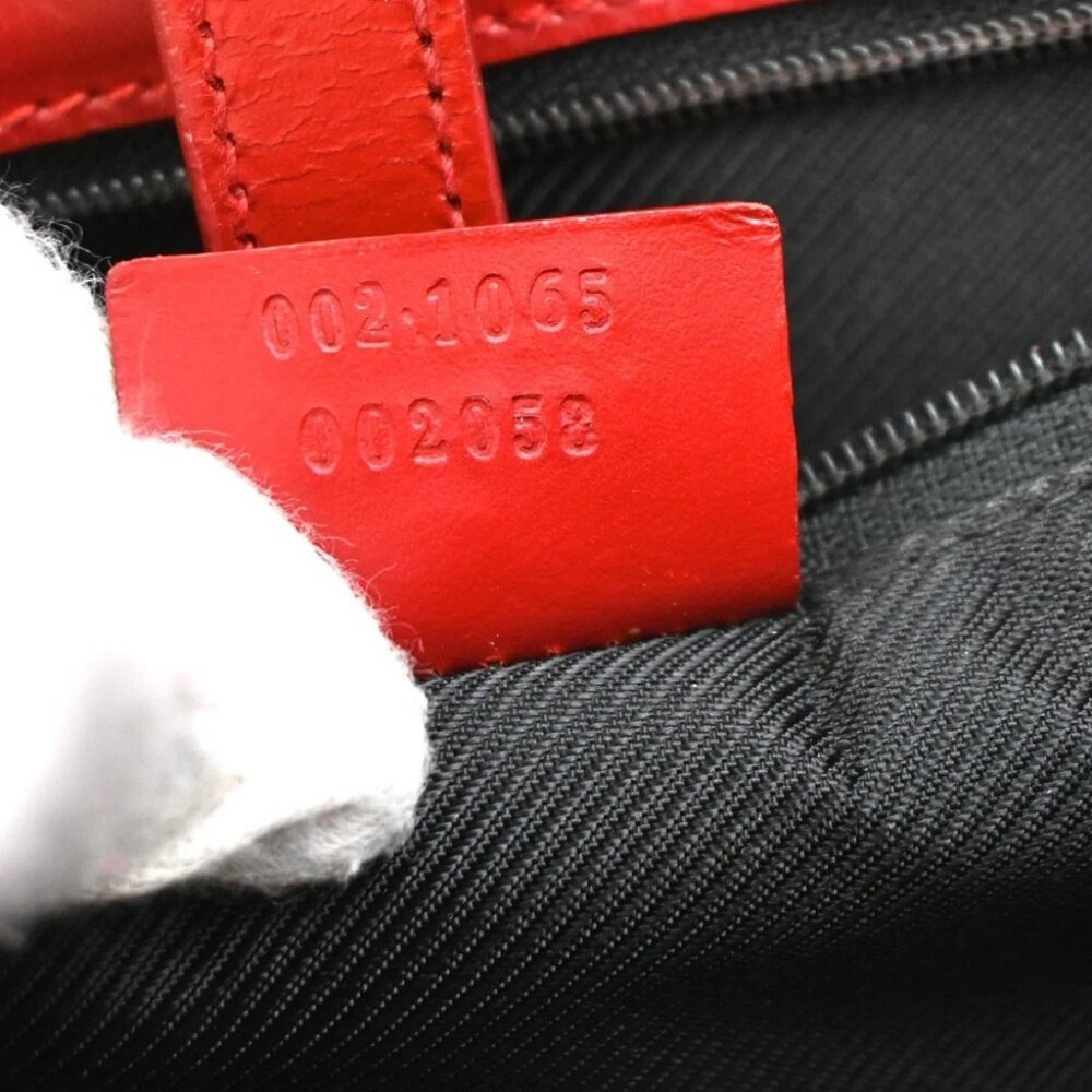 GUCCI GG Pattern Jackie Handbag Canvas Leather Black Red - Picture 13 of 14